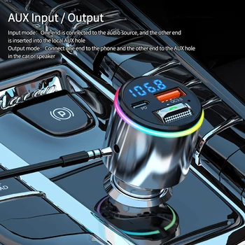 1TK Traadita Bluetooth Handsfree FM Transmitter Auto MP3 Mängija Auto FM-Modulaator PD30W Kiire Laadimine QC3.0 AUX-Mängija RGB Valgus