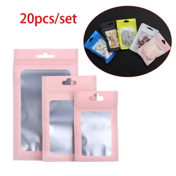 20pcs/set Pack Veekindel Tõmblukk Ise Pitsat Riputada Auk Reclosable Pakendamise Kotid Kott Ladustamise kotid Alumiinium-Foolium