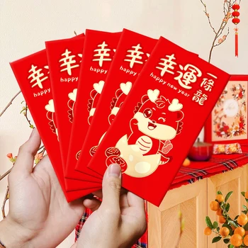 6tk 2024 Hiina Uue Aasta Punased Ümbrikud Kuu Aasta Õnnelik Draakon Raha Ümbrikus Hong Bao Spring Festival Pool Tarvikud