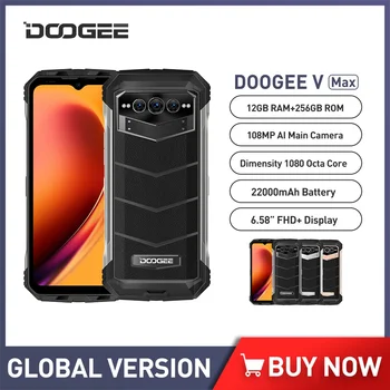 Algne DOOGEE V Max 22000mAh 5G Karm Telefon 12GB RAM+256GB ROM Mobiiltelefoni 108MP 33W 6.58 Inch 120Hz Okta Core Mobiiltelefon NFC