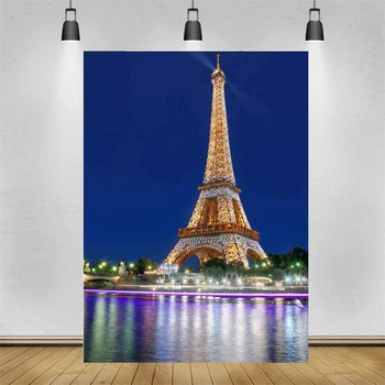 Eiffeli Torn Fotograafia Taustaks Pariisi Vaatamisväärsustele Plakat Paris City Öö Taust Kuulus Linna Sümboliga, Maailma Kuulus Hoone