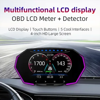 F11 Turvalisus Alarm OBD2 GPS-Dual Süsteemi, 7 Värvid Auto Head Up Display 4 Tolline Vee-Õli Temp Spidomeeter HUD Diagnostika LCD Ekraan