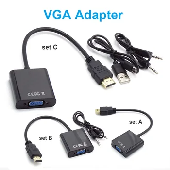 HDMI-Ühilduva liidesega VGA-Adapteriga (Meeste Famale Converter 1080P VGA Adapteri Video Audio Cable Jack