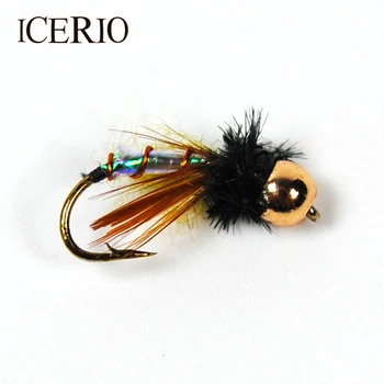 ICERIO 6TK Messing Bead Head Surusääsklased Midge Pupa Fly Fishing Nymphs Forell Sööt #12