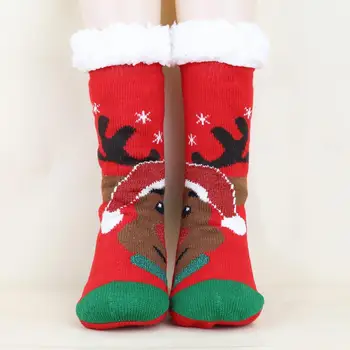 Jõulud Korrus Sokid Cute Cartoon Christmas Sokid Hubane Talvel Naiste Jõulupuu Hirv Lumehelves Prindi Korruse Siseruumides