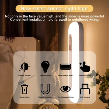 LED-Motion Sensor Valgust Magnet Öö Lambid Laetav Öö Lambi Traadita USB-Nightlight Köök Kapp Kapp Koridoris