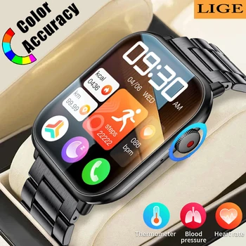 LIGE Uus Meeste Smart Watch Keha Temperatuuri tervisespordi Health Monitor Meeste Kellad Veekindel Bluetooth Kõne Digitaalse Smartwatch