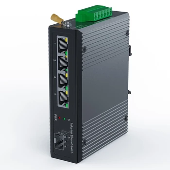 Moodul 5 Tööstus-Port Gigabit Poe Din Rail Ethernet Switch, 4 Port Switch With SFP 10/100/1000Mbps IP40 Majandamata 48V Väljund