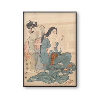 Neiu Kammimine Daam on Juuksed Kitagawa Utamaro Vintage Jaapani Kunst Plakat Woodblock Lõuend Print Ukiyoe Seina Art Home Decor