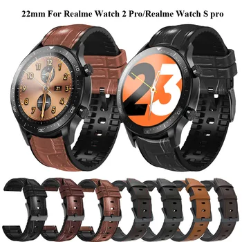 Rihm Asendamine Bänd Realme Watch S pro 22mm Silikoon+Lesather Käevõru Smart Watchband Jaoks Realme Vaadata 2 watch2 Pro Bänd