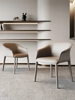 Sadul nahast söögituba toolid, kaasaegse ja minimalistliku tee toolid, kerge, luksuslik käetoed, söögituba toolid, itaalia minimalistlik kunstnik / 