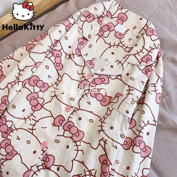 Sanrio Hello Kitty Meloodia Mood Magus Pyjama Set Naiste Kevad-Sügis Mõõdus Uus Korea Stiilis Armas Õpilane Kodus Riideid