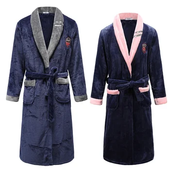 Talvel Pluss Suurus Paar Rüü Sleepwear Paksenenud Coral Fliis Soe Nightwear Kimono Hommikumantel Kleit Lahti Kodus Riideid Siserõivad