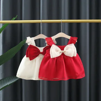 Tüdrukute kleit suve lasteriided uued lace suspender suur vibu ins stiilis värviga laste-line seelik