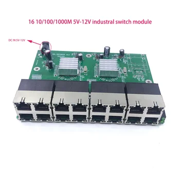 1000M lüliti Majandamata 16port 10/100/1000M industrial Ethernet switch module PCBA juhatuse OEM Auto-sensing Sadamad