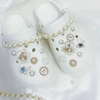 20 tükki sobib Crocs eemaldatava vintage DIY imitatsioon pearl lilleaed kingad kaunistustest Lukk kinga kett sh