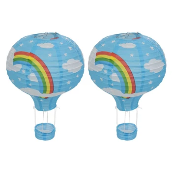 2X 12Inch Hot Air Balloon Raamatu Lantern Lambivarju laevalgusti Pulmapidu Decor, Blue Rainbow