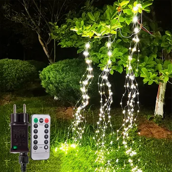 3IN1 Jõulud Branch Viinapuu Haldjas Tuled Vanik Remote 600 LED Väljas Veekindel led Waterfall String Tuli Puu Decor