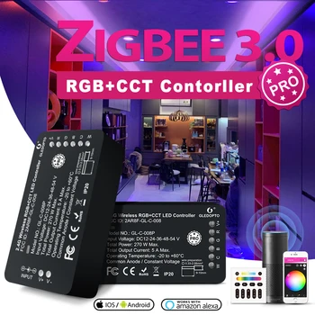 GLEDOPTO Zigbee 3.0 Smart LED Riba, Kontroller RGBCCT Pro kooskõlas Hub Tuya SmartThings App 2.4 G RF Remote Control Voice