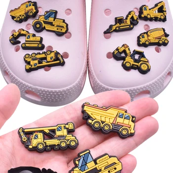 Hulgi-1tk PVC Kinga Võlusid jaoks Crocs Kollane Auto Naiste Sandaalid Lukk Lapsed Sõrmed Teenetemärgi Teksad Tarvikud Boy X-mas Kingitus