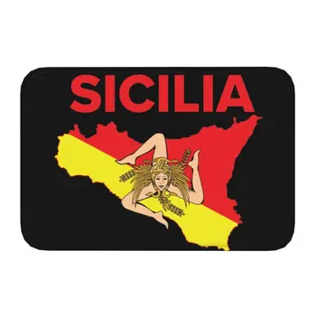 Kaart Sitsiilia Trinacria Välisuks Korrusel, Sissepääs Matid Sise-Sitsiilia Uhkust Vannituba Köök Jalamatt Wc Vaip Vaip