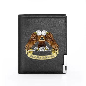 Kõrge Kvaliteediga Masonic Eagle 32 Trükkimine Nahast Rahakott Meestele, Naistele Billfold Lühike Rahakotid BG1282