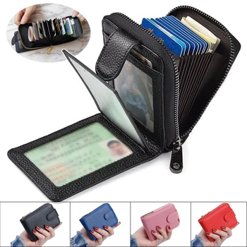 Naiste, Meeste Nahast Kaardi Omaniku Rahakoti Väljas Väike Kokkuklapitavad Zip Rahakott Krediitkaardi Korraldaja RFID Blokeerimine