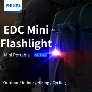 Philips Mini 7cm EDC Taskulamp 300 Luumenit Laetav LED Light koos Akuga Kaasaskantav välisvalgustuse Telkimine