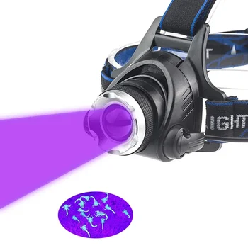 UV LED Lilla Esilaterna Pööramine, Suum Esitulede Taskulamp Laetav Pea Püüdmine Scorption Tõrvik Hulgimüük